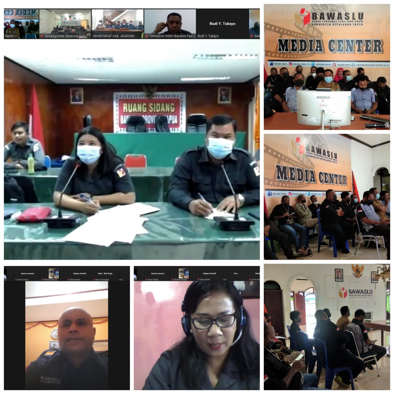 Apel Daring Bawaslu Se Papua Dalam Rangka Peningkatan Kinerja, Diikuti Pimpinan, Kasek, Korsek dan Staf.