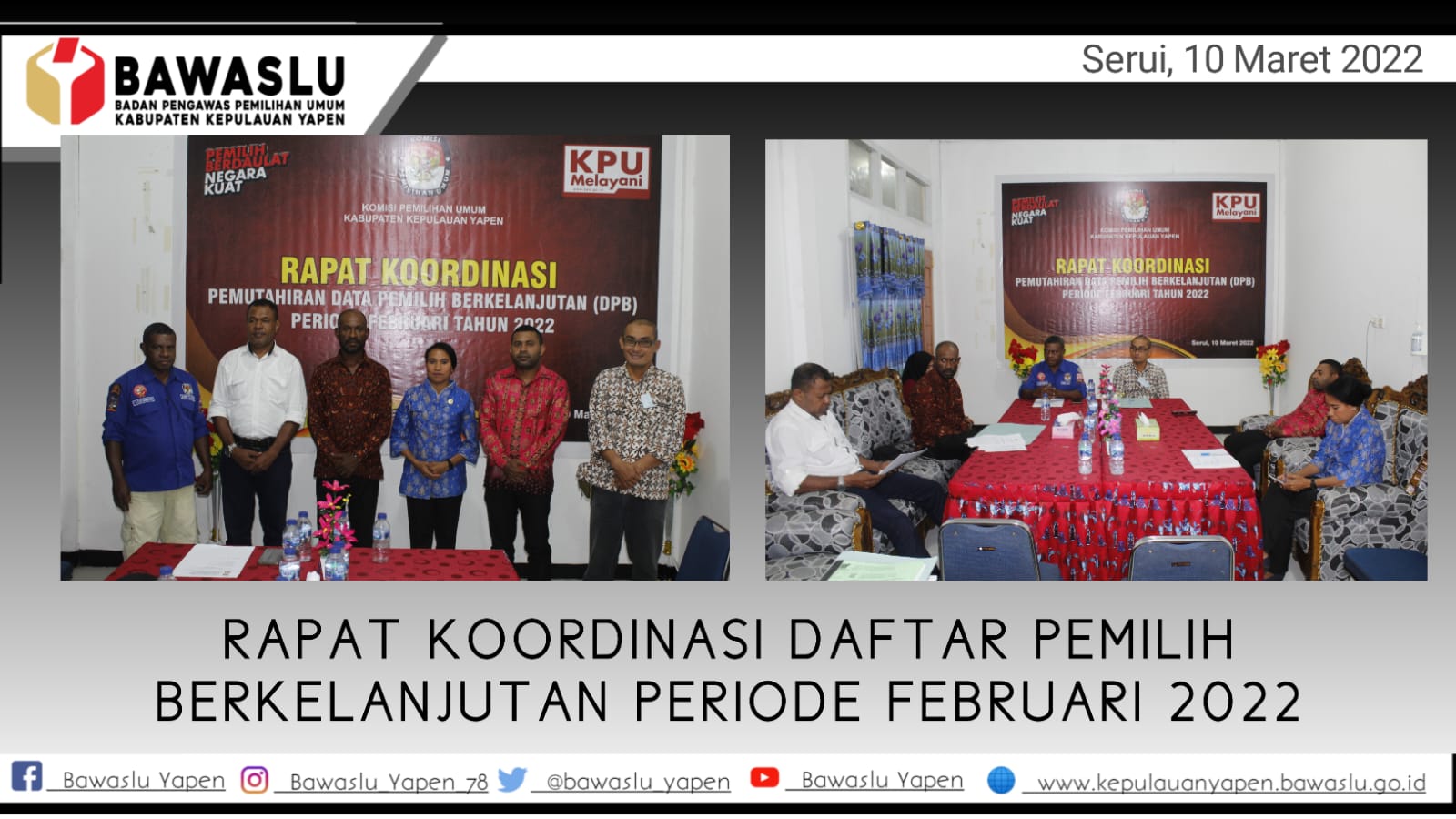 Gelar  Rakor  DPb, KPU, Bawaslu dan Dukcapil Diharapkan Saling Membantu, Mencari Solusi-Solusi Untuk Hasil Yang Lebih Baik.