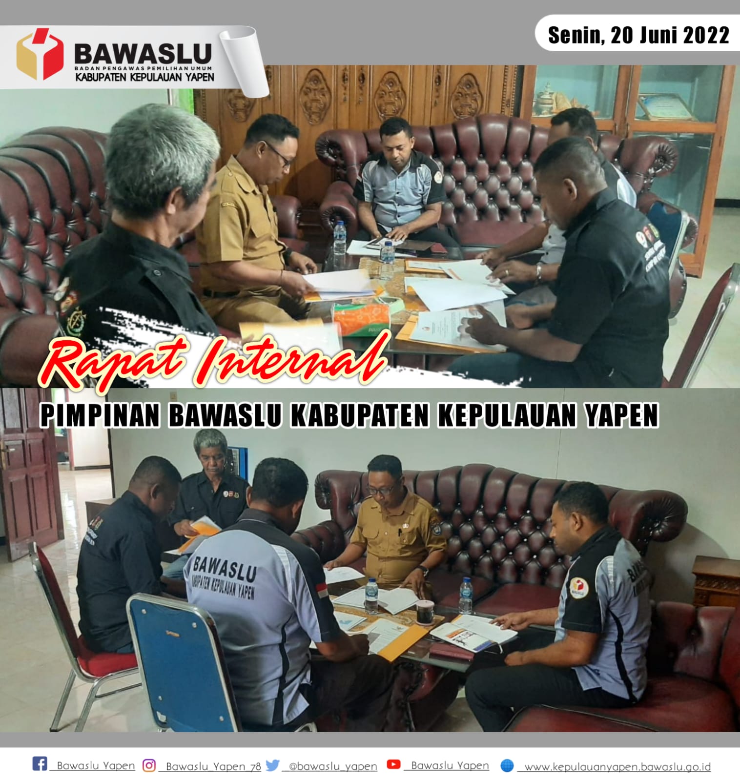 Rapim Internal Bawaslu Yapen, Bahas Usulan Anggaran Kegiatan 2022 Menyikapi Jadwal dan Tahapan Pemilu 2024.