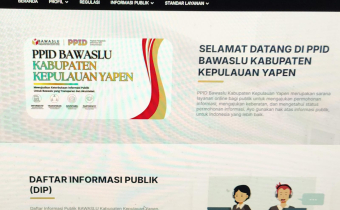 Tampilan website layanan Pejabat Pengelola Informasi dan Dokumentasi (PPID) Bawaslu Yapen